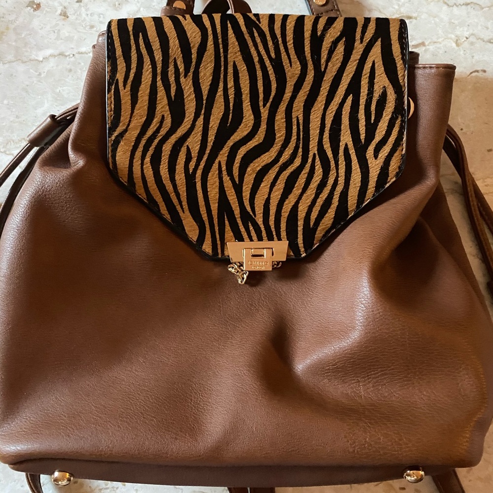 Backpack purse brown leather